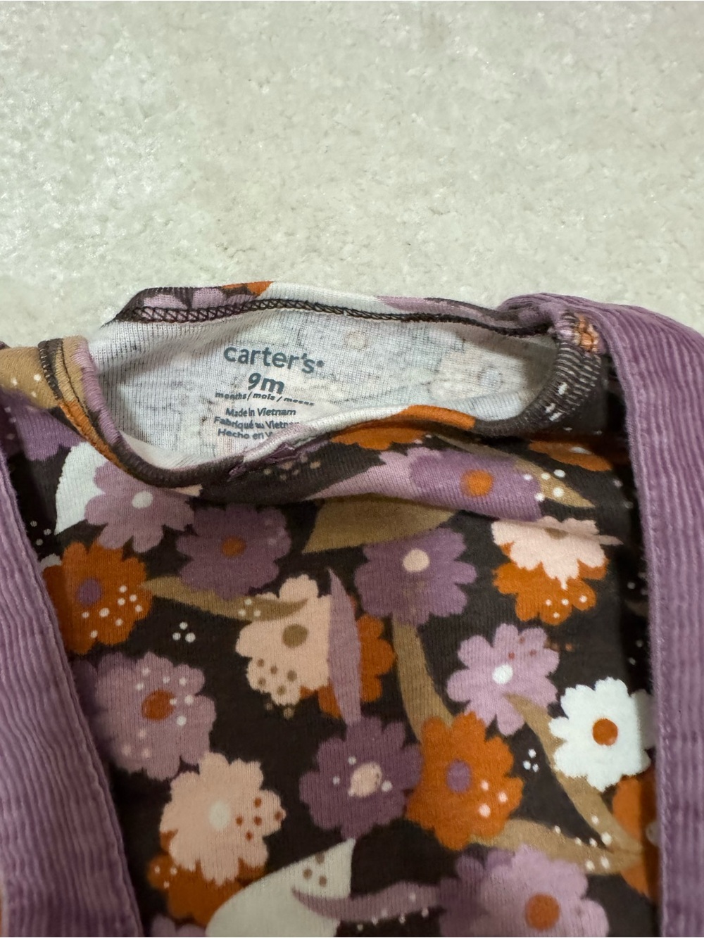 5 Carter's/ Rabbit Bear Floral & Ribbed Ruffle Dress Set - Pink, Brown, Rust - Picture 8 of 10
